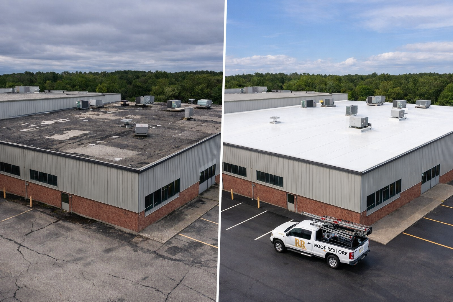 Commercial roofing contractor Maine — before and after