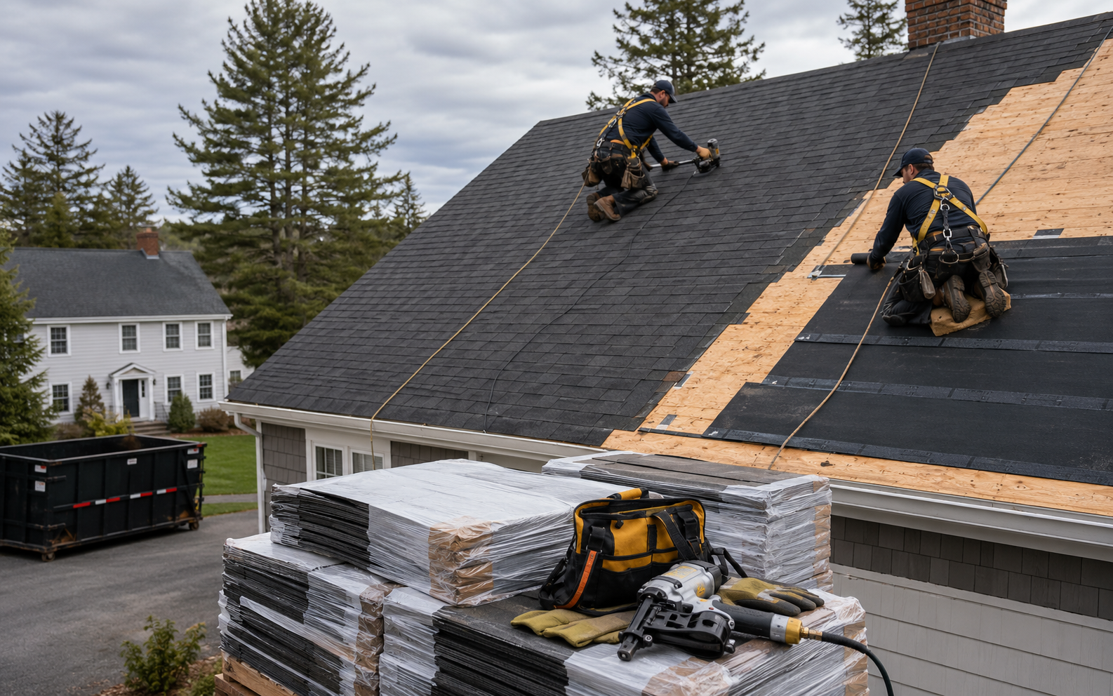 Roof replacement in progress